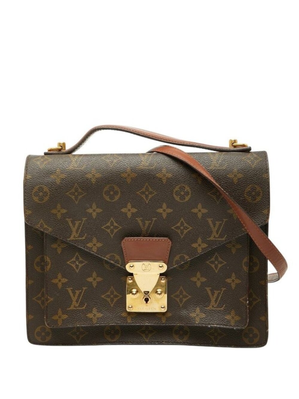 Louis Vuitton Monogram Monceau 2-Way Shoulder Bag Brown Leather